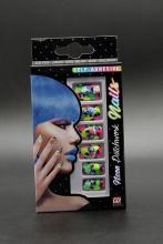 Faux ongles multicolore fluo adhsifs