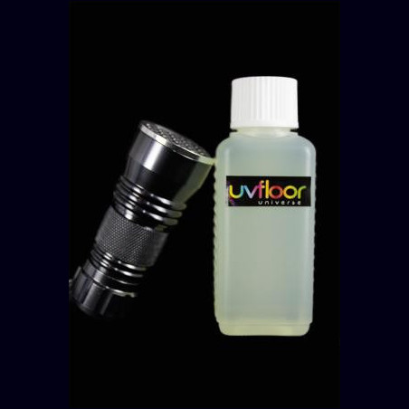 Kit hygiène des mains : torche UV + flacon additif hydro alcoolique invisible UV 100ml - bleu 
