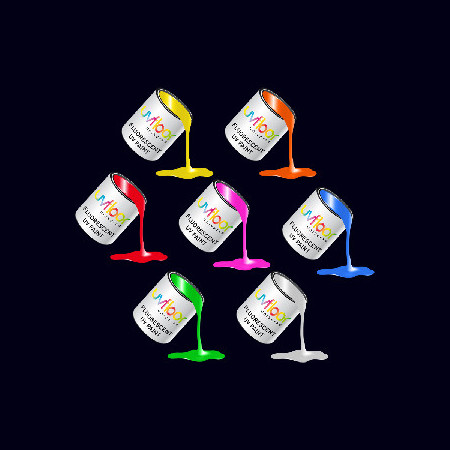Pack Peinture fluo acrylique 7 couleurs 250 ml