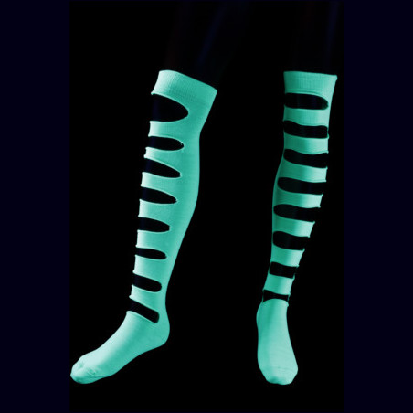 Chaussettes Verte fluo longues trouées