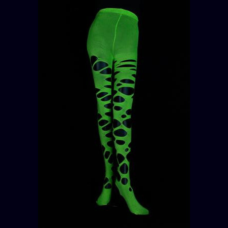 Collant fluo vert opaque à trous