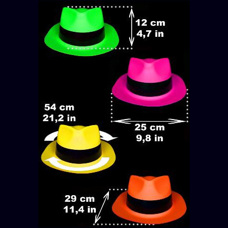Chapeaux fluo Al capone - lot de 48