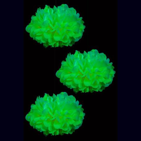 Déco fluo pompon vert Ø 30 cm - 3 pièces