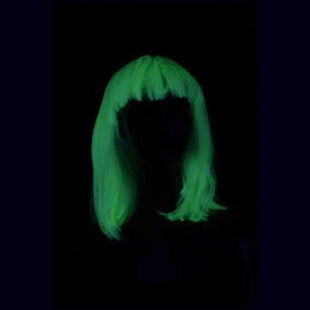 Perruque fluo verte longue 