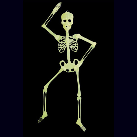 Squelettes Fluorescents Halloween - 2 Pièces Articulées Qui Brillent Dans Le Noir - Déco Effrayante Pour Soirée