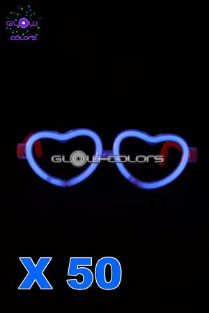 Kit de 50 lunettes coeur lumineuses bleu
