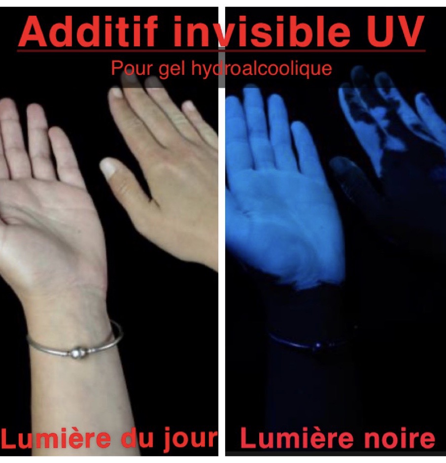 Gel hydroalcoolique phosphorescent UV