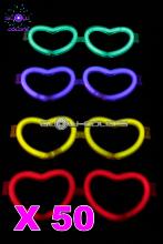 Kit de 50 lunettes coeur lumineuses couleurs assorties