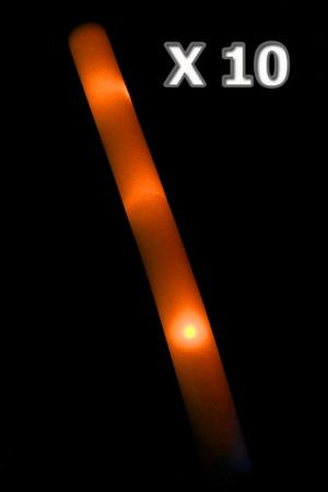 Bâton mousse lumineux orange - 10 pièces 47 cm