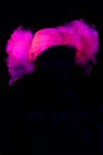 Perruque couettes fluo rose avec cheveux frisés