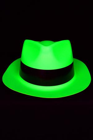 Chapeau Al Capone vert fluo avec bandeau noir