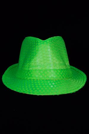 Chapeau fluo vert tissus à strass 