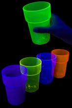Pinte fluo réutilisable 56cl 5 couleurs UV - 10 pièces