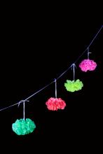 Guirlande fluo multicolore pompon 3 mètres
