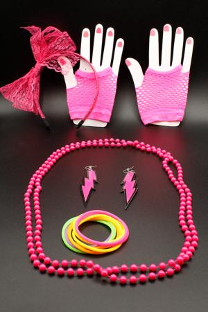 Set accessoires rose fluo années 80
