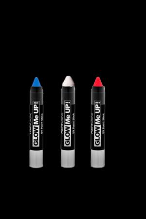 Maquillage fluo bleu blanc rouge - 3 crayons larges