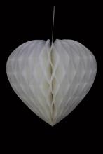Déco cœur fluo alvéolé blanc - 30 cm