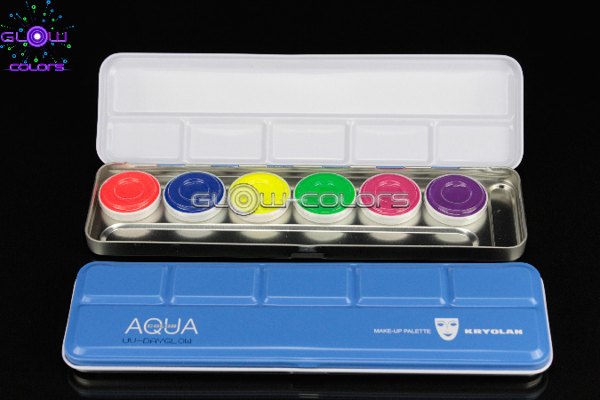 Palette Aquacolor fard à l'eau 6 couleurs fluorescentes rechargeables