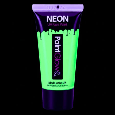 Peinture visage verte fluorescente PaintGlow réactive à la lumière UV