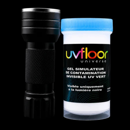 Lampe UV 21 LED et gel simulateur de contamination vert invisible – Sensibilisation à l’hygiène des mains