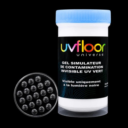 Gel UV invisible vert et lampe UV 21 LED pour révélation de contaminations croisées