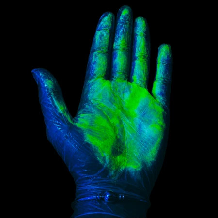 Gel invisible UV simulateur de contamination formation microbes bactéries virus