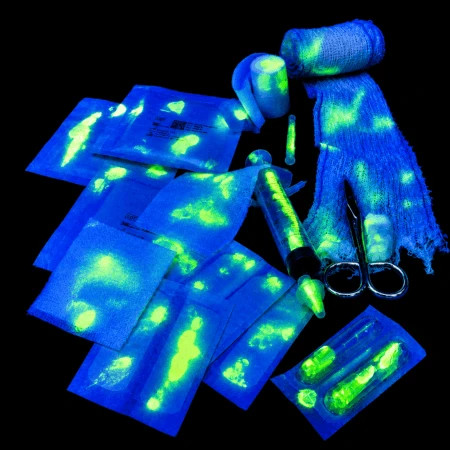 Contamination invisible révélée sur matériel médical avec gel simulateur UV vert 100ml